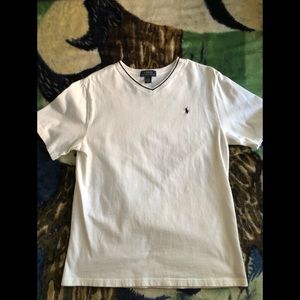 White polo Ralph Lauren V-neck